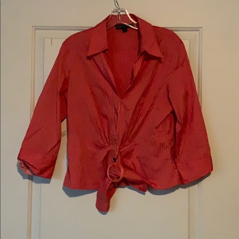 Long Sleeve Collared Button Up with Front Buckle